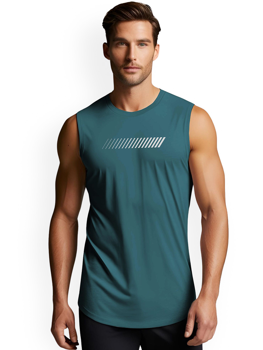 3Colors Printed Gym Innerwear Vests VEST-CCUT-THRUST MULTILINE-AF BLUE