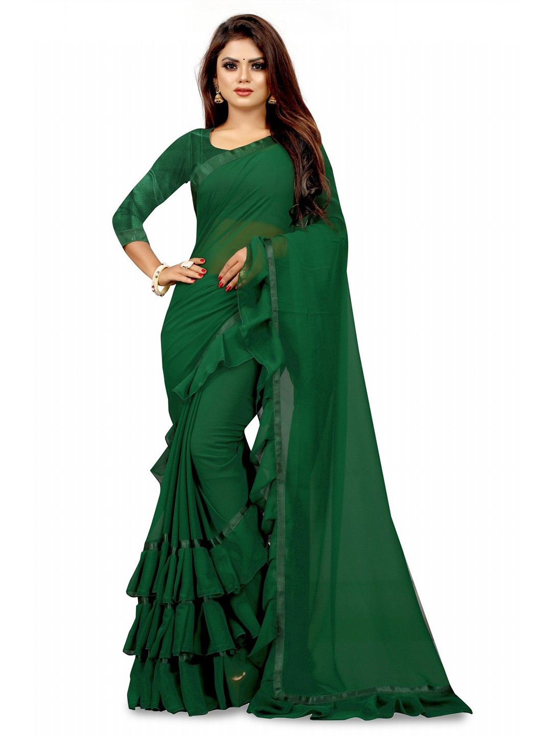 limtd Ruffles Saree With Blouse Piece