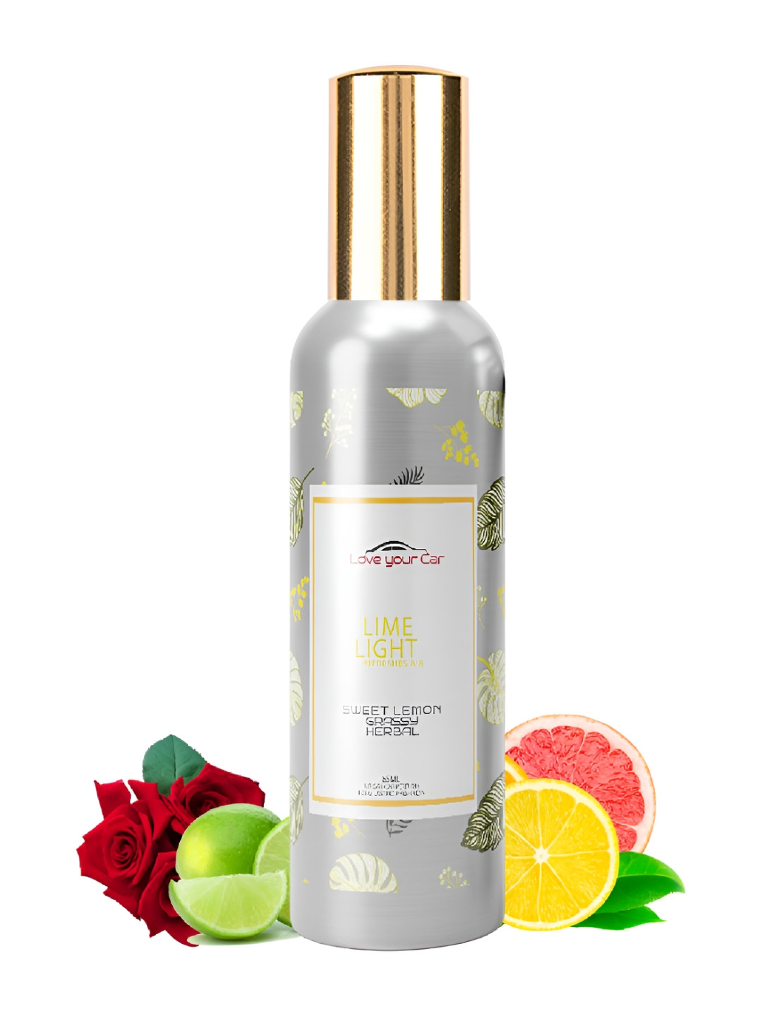 Love Your Car Grey & Yellow Sweet Lemon Grassy Herbal Long Lasting Air Freshener