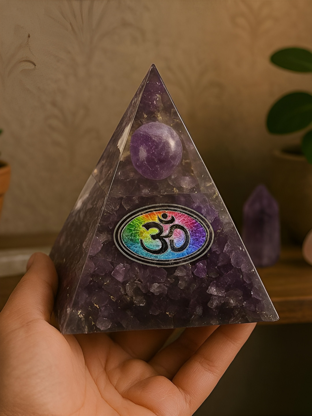 Zhupuk Purple Stone Natural Prayer Room Small Showpiece - 3.5 Inches