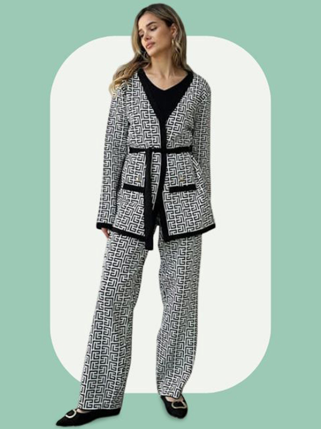 TJ FASHION Printed Top, Trouser & Shrug Co-Ord Set