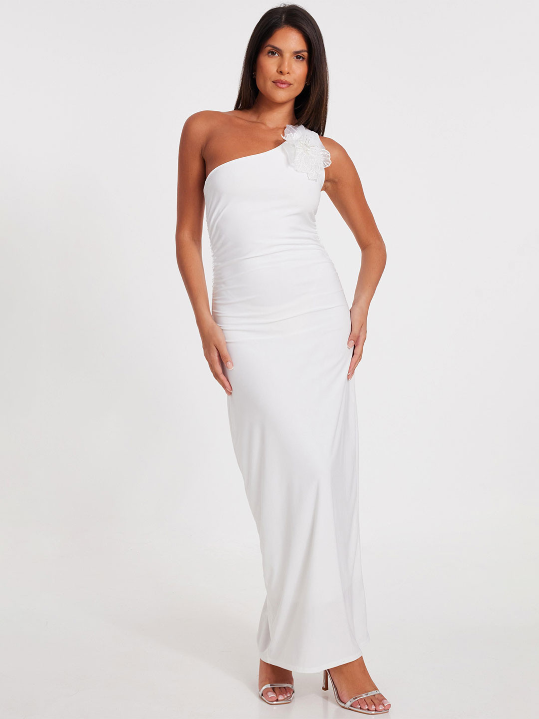 QUIZ Women One Shoulder Applique Details Maxi Dress