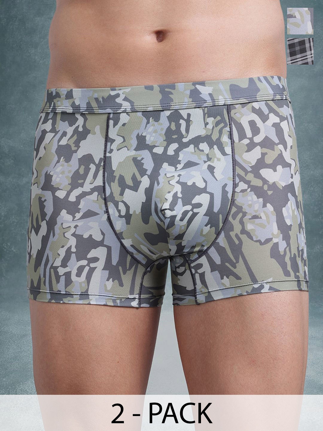 The Roadster Lifestyle Co Pack Of 2 Printed Ultrasoft Stretchable Trunks RT1-PV-Print-R9-R