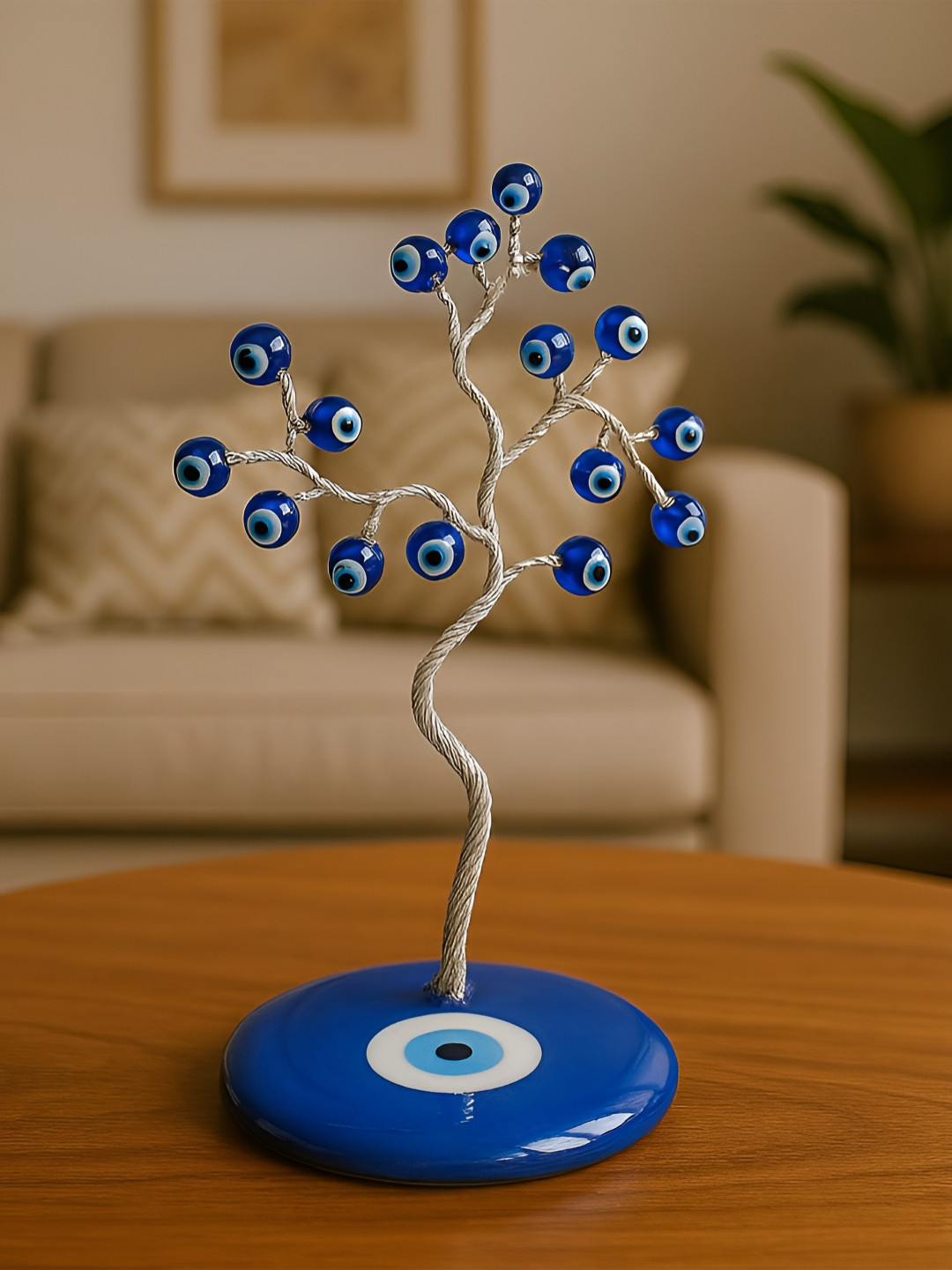 Zhupuk Blue Polyresin Natural Living Room Medium Showpiece -