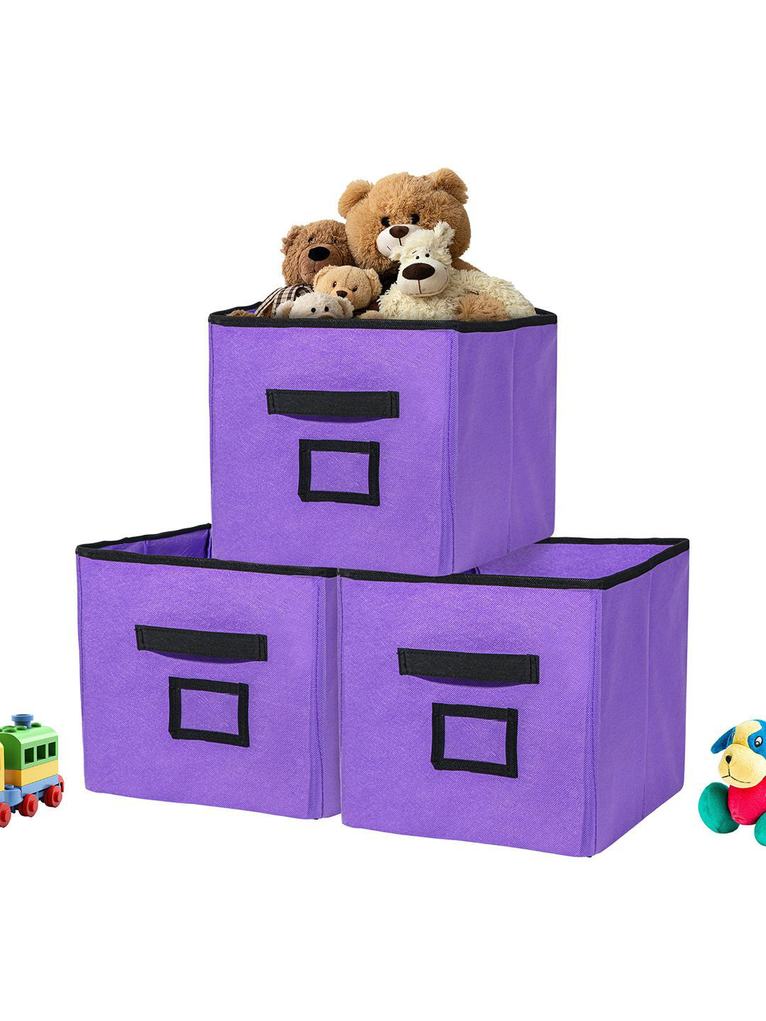 Kuber Industries Purple 3 Pieces Storage Box Multi-Utility Organisers