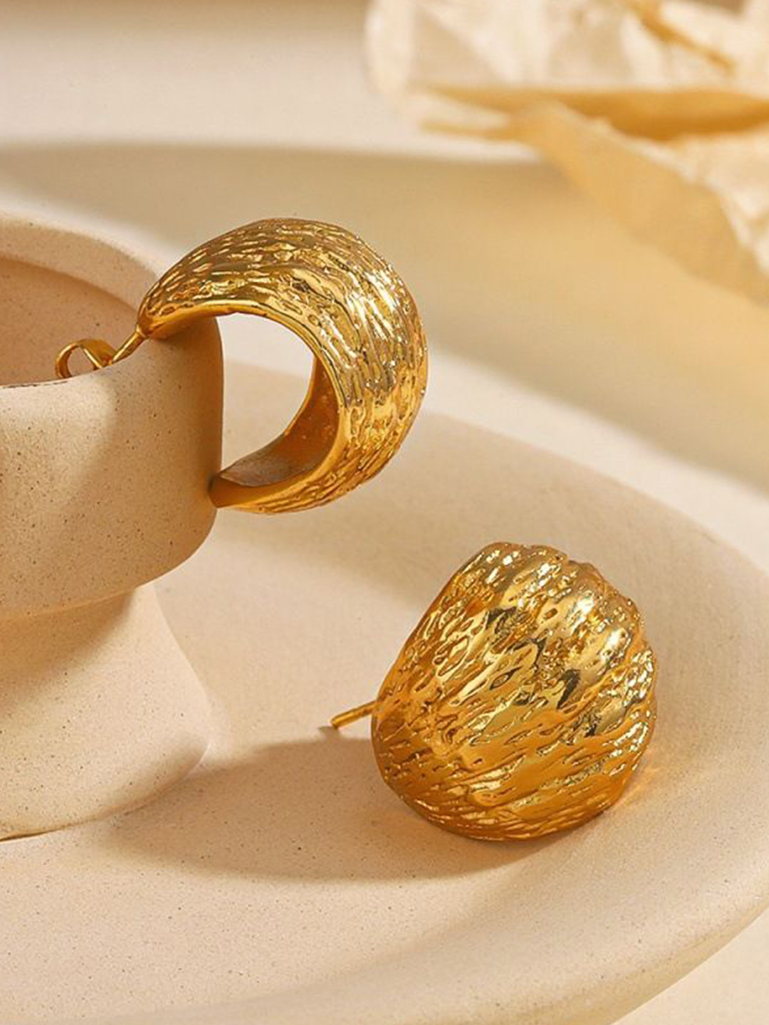 Aiza 18KT Gold Plated Coiled Swirl Half Hoop Earrings