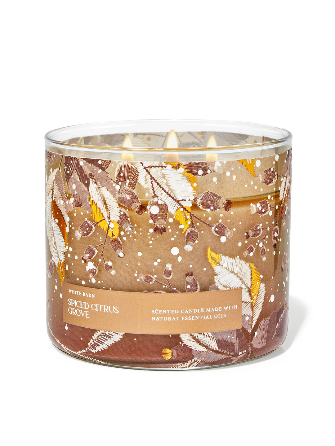 Bath & Body Works Spiced Citrus Grove Scented 3 Wick Leaf Geometric Regular Jar Candles