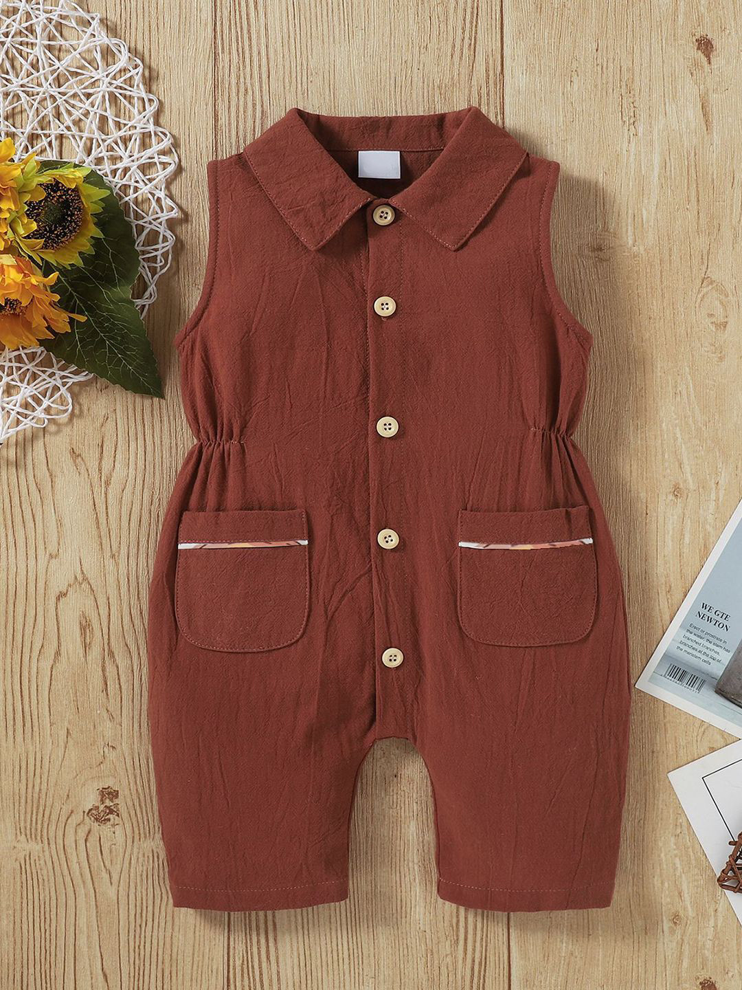 YK Infant Girls Cotton Collared Romper