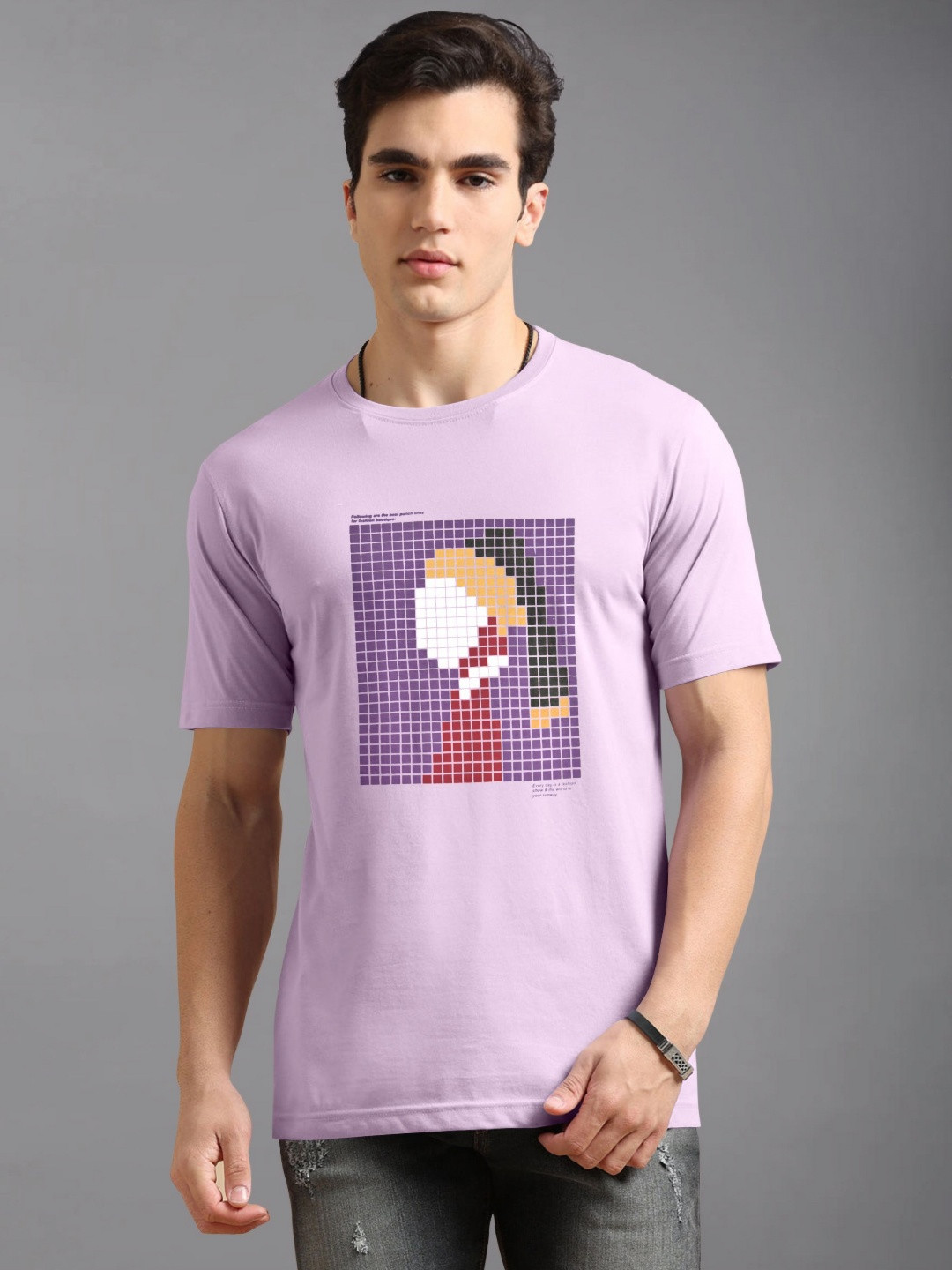 BLUE ARC Graphic Printed Round Neck T-shirt