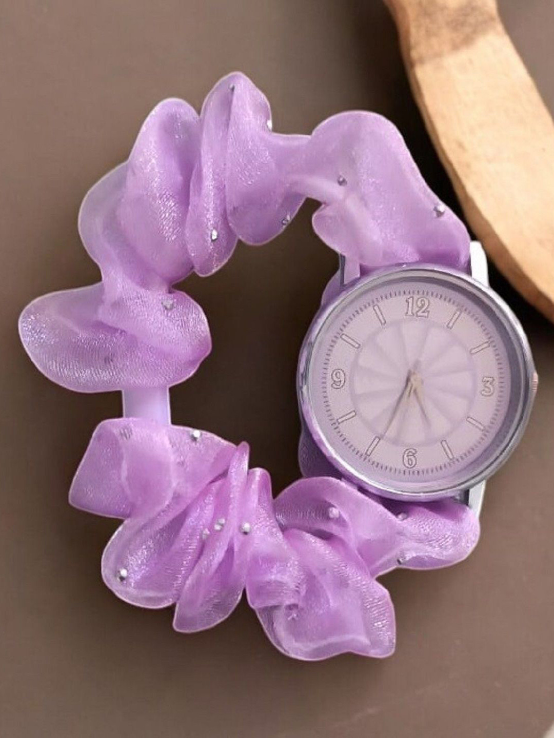 SZN Women Scrunchies Straps Analogue Watch Galaxy purple
