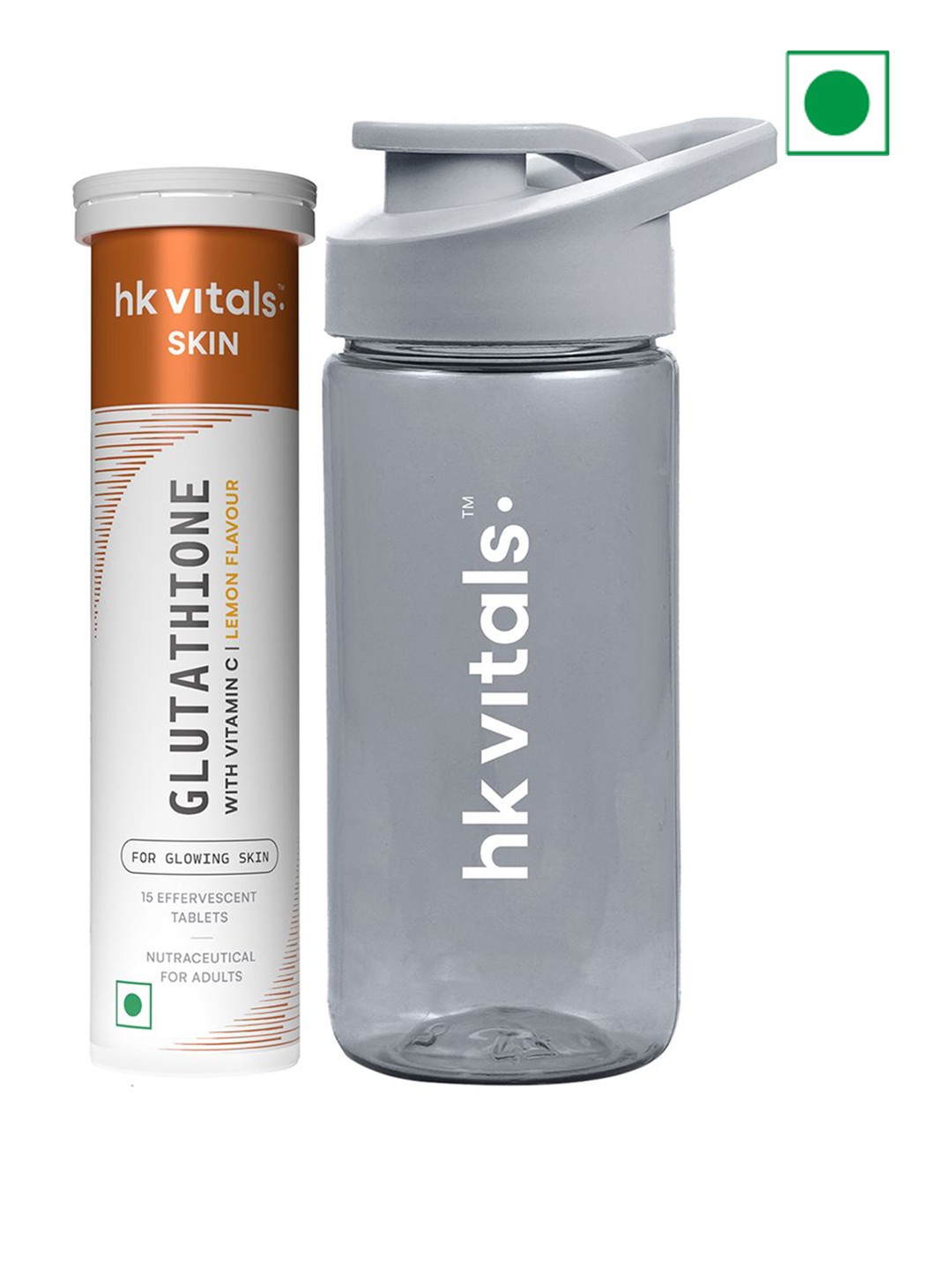 HK VITALS Lemon Flavour Glutathione Effervescent Tablets 15 Tablets With Sipper