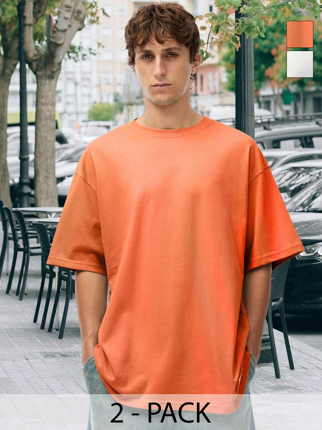 PRONK Pack Of 2 Round Neck Cotton T-shirts
