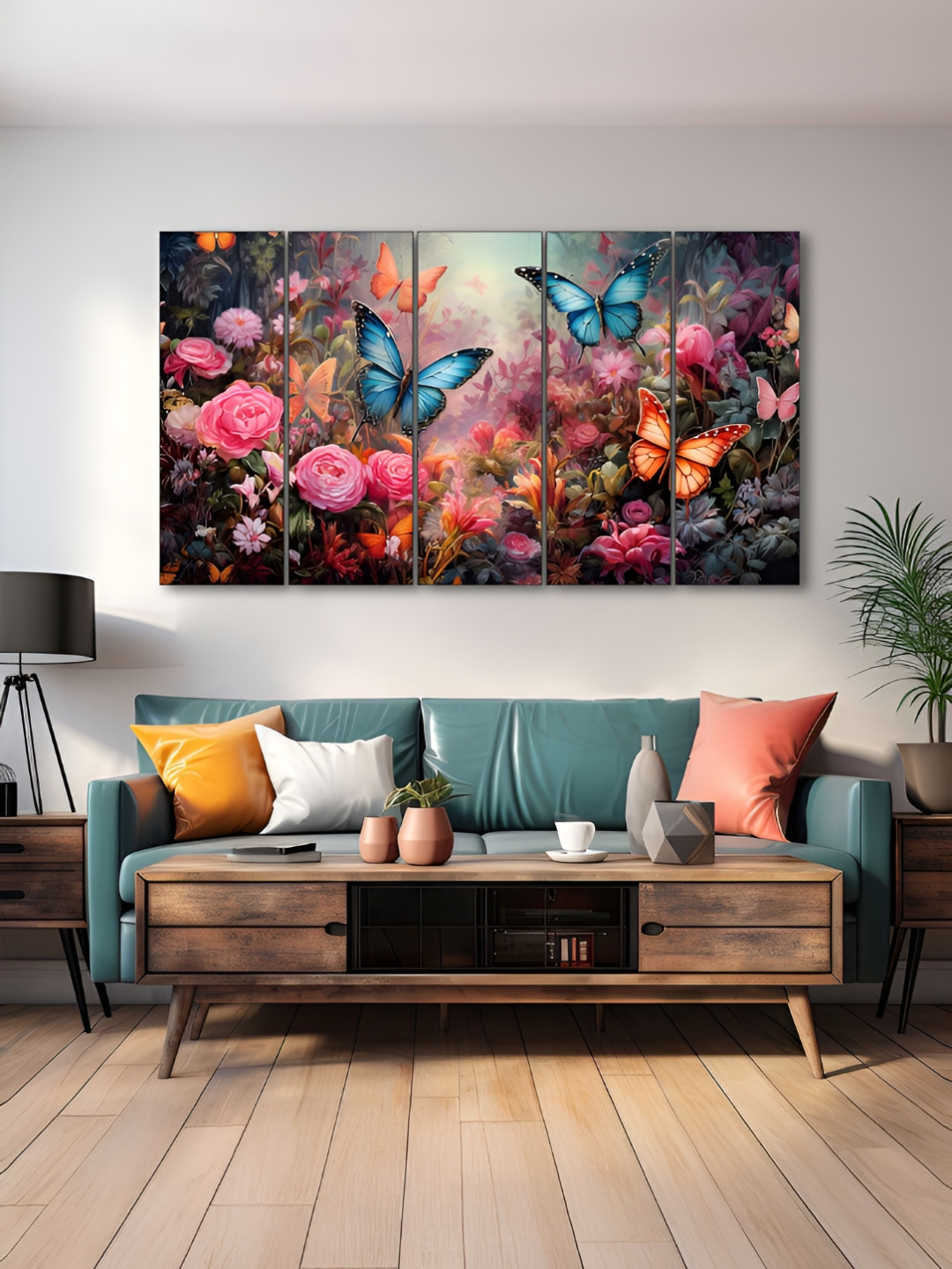 The Castle Decor Pink & Blue 5 Pieces Wooden Birds and Animals Wall Arts