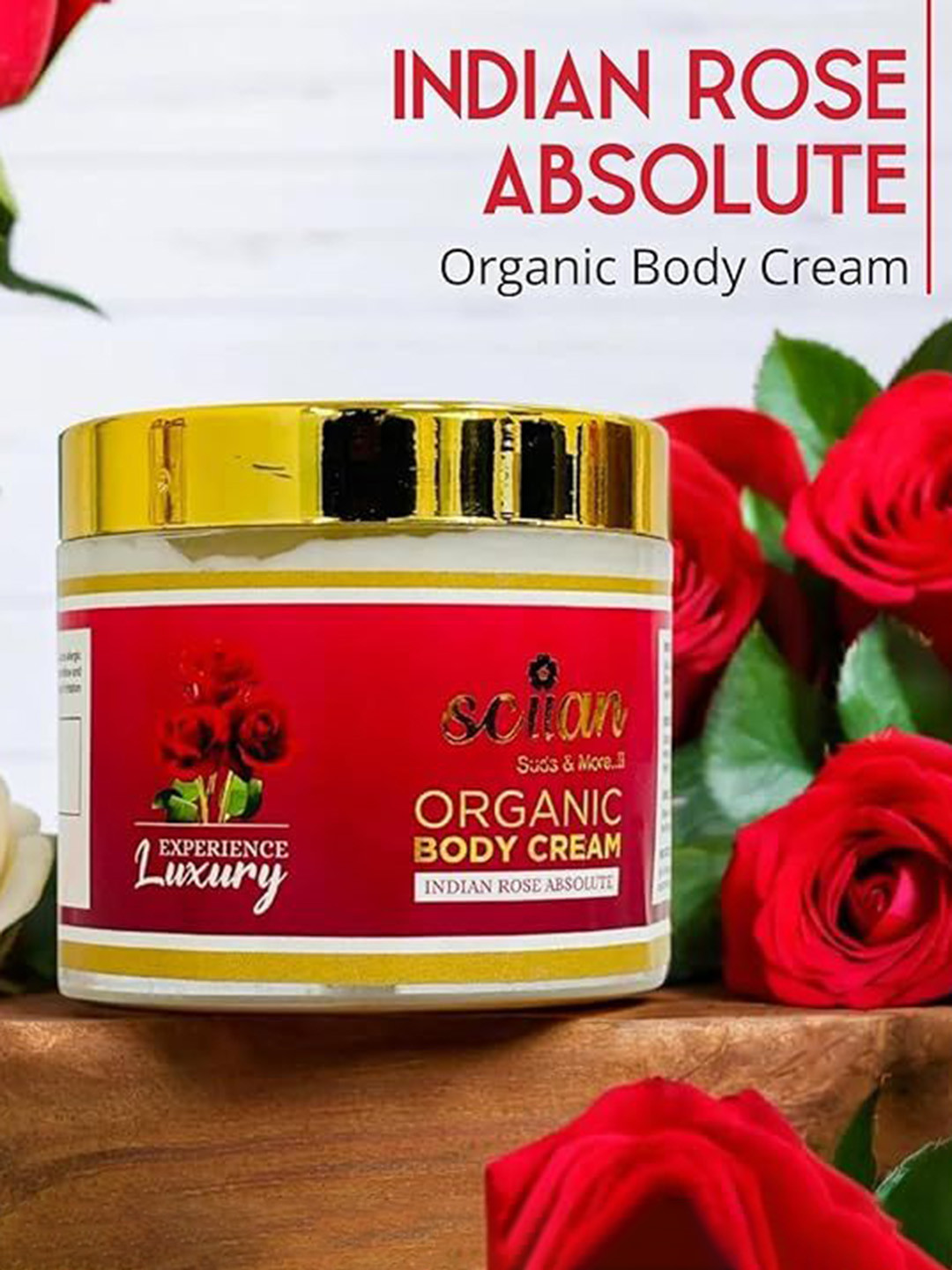SCIIAN Organic Rose Body Cream With Olive & Almond Oil - 100 g