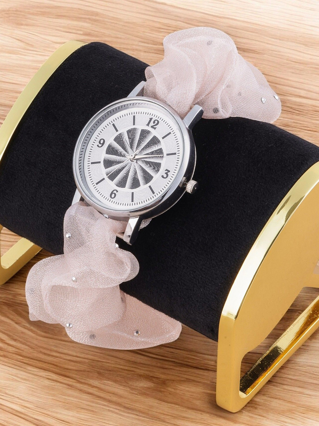 SZN Women Scrunchies Straps Analogue Watch Galaxy peach