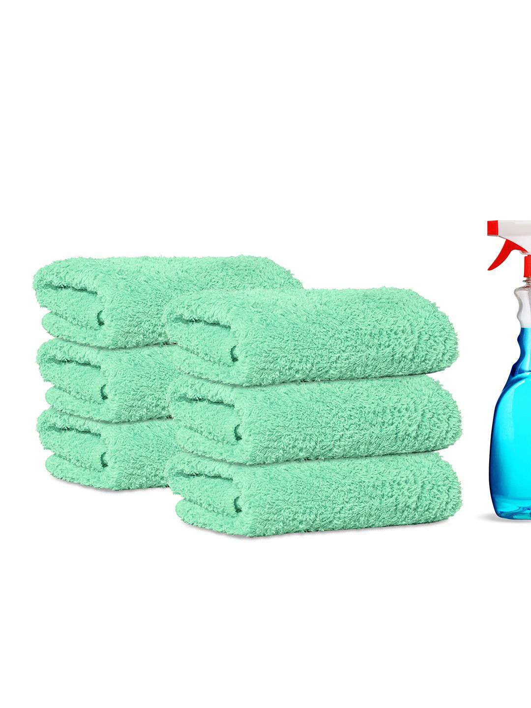 Kuber Industries Green 6 Pieces Microfiber 350 GSM Reusable Cleaning Clothes