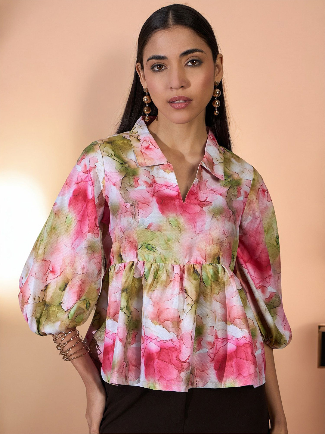 SAHASIKA Women Satin three-quarter Sleeve Empire Top