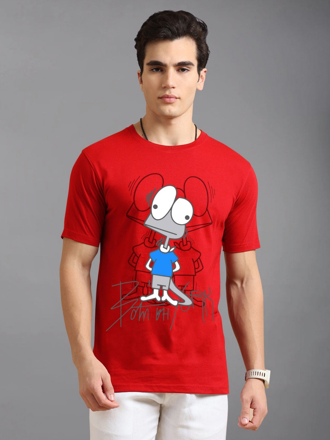 BLUE ARC Cartoon Printed Round Neck T-shirt