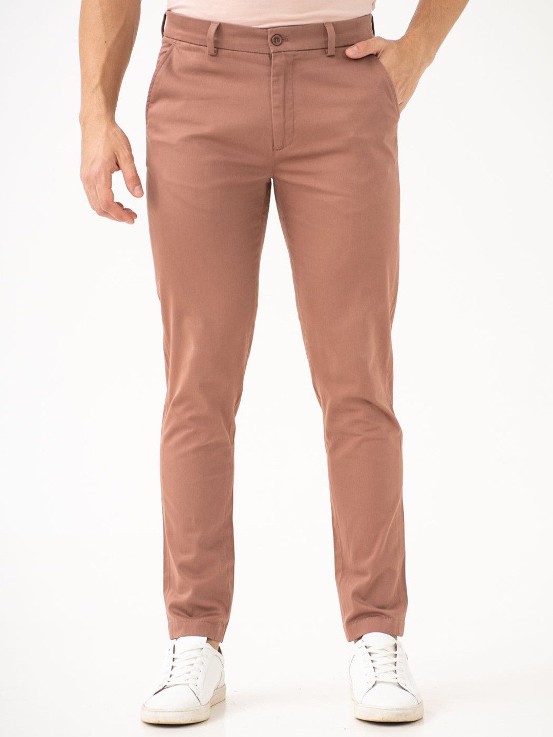 The Pant Project Men Terracotta Brown Slim-Fit Stretchable Cotton Chinos