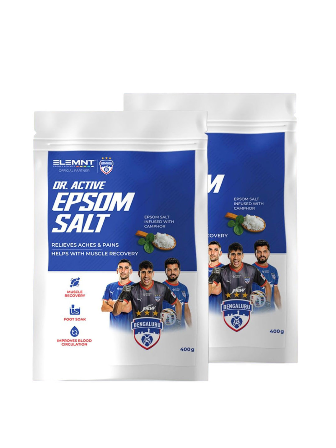 Elemnt Sports Science Set Of 2 Dr. Active Epsom Salt With Camphor - 400 g Each