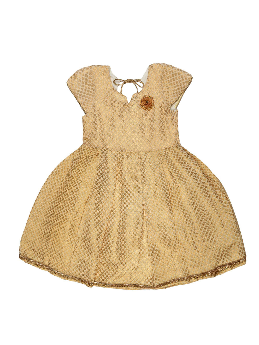 YOUNG BIRDS Self Design Lace Inserts Sweetheart Neck Cap Sleeves Fit & Flare Dress