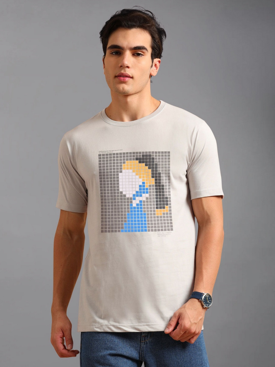 BLUE ARC Cartoon Printed Round Neck T-shirt