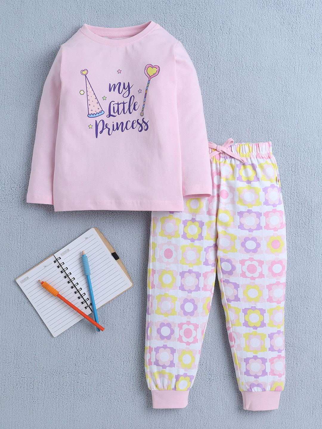 BUMZEE New Girls Typography Printed T-shirt & Pyjama Night suits