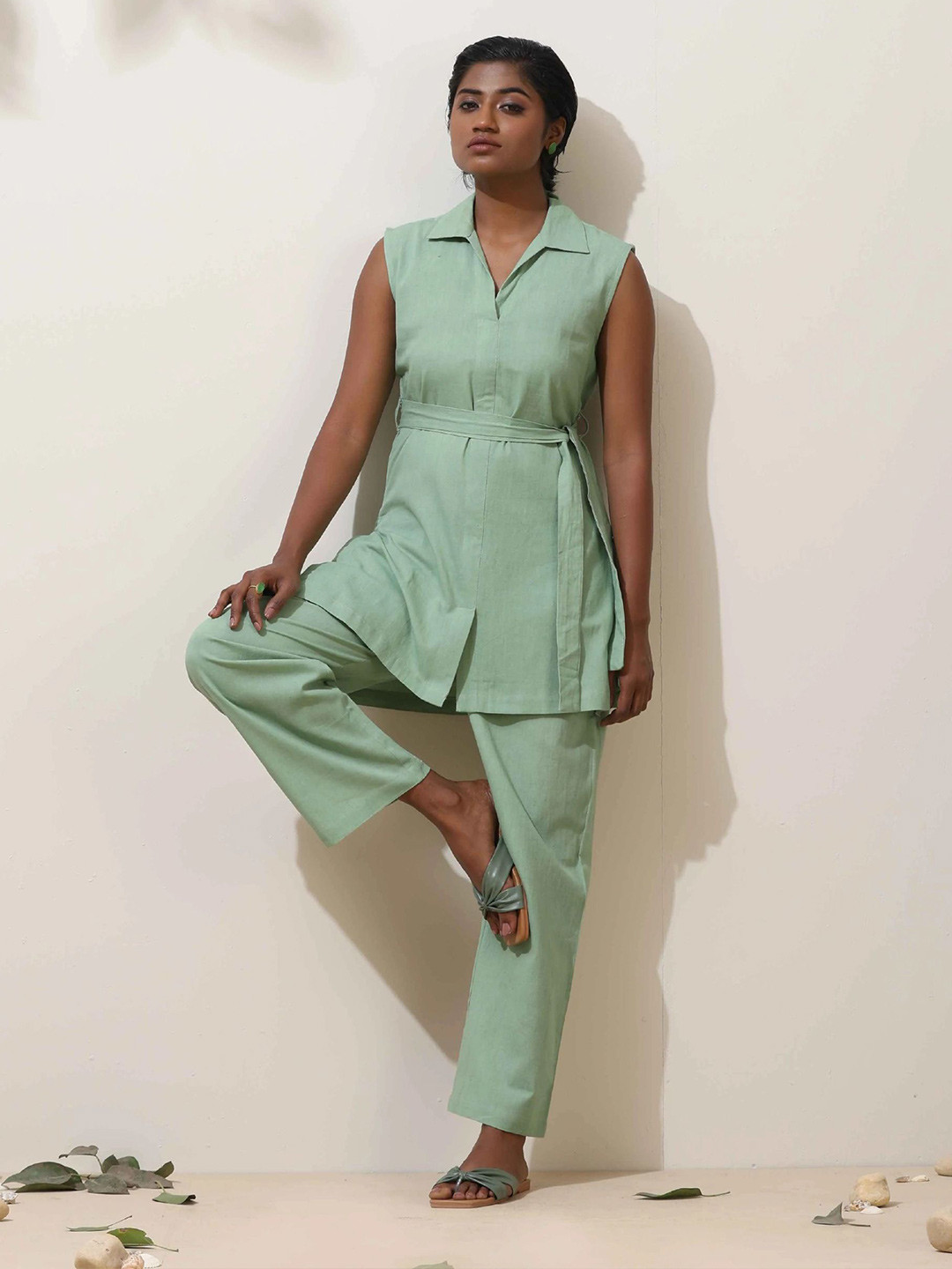 trueBrowns Mint Green Cotton Co-Ord Set