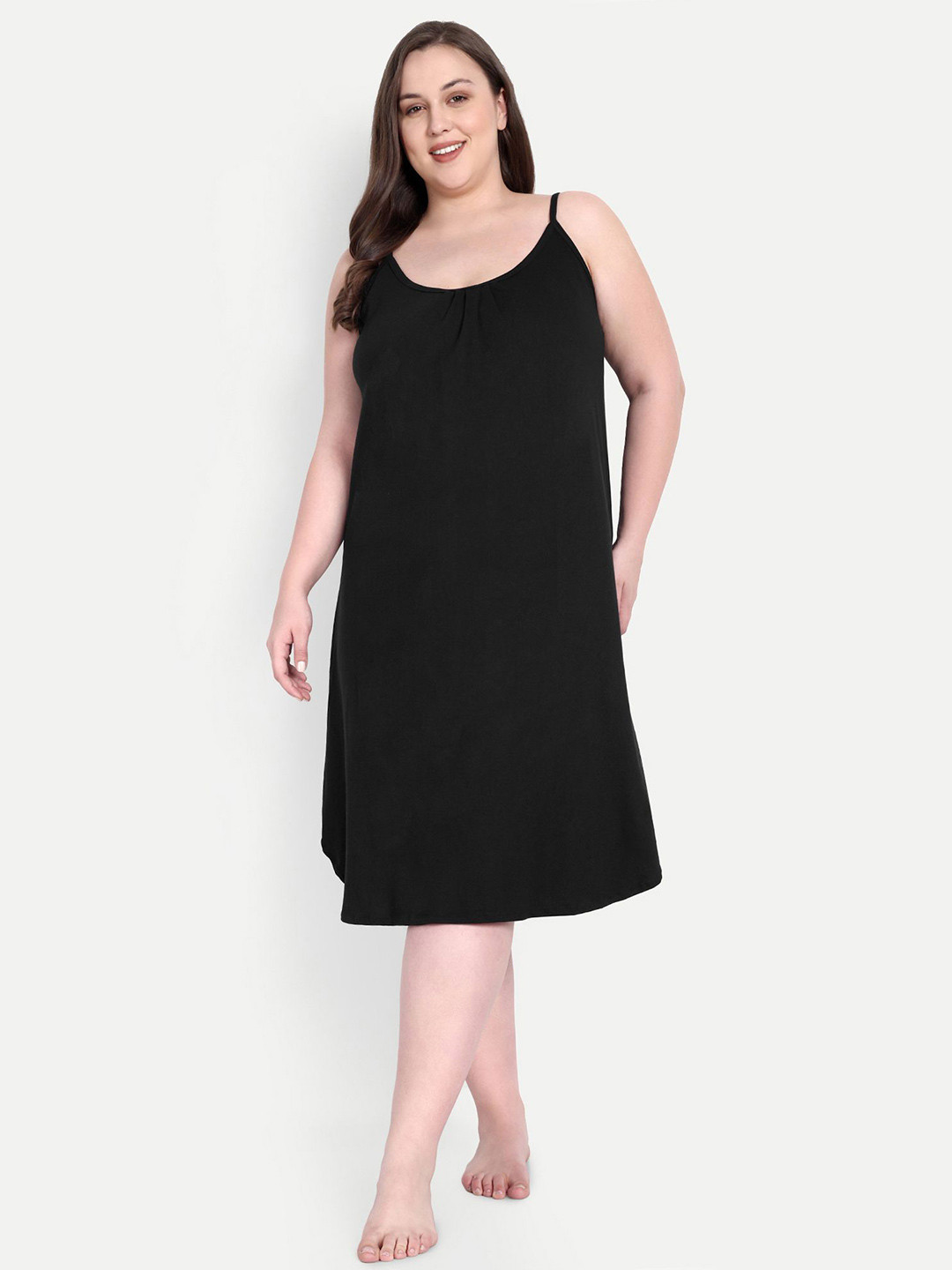BLAZON sublime Women Plus Size Solid Pure Cotton Midi Nightdress