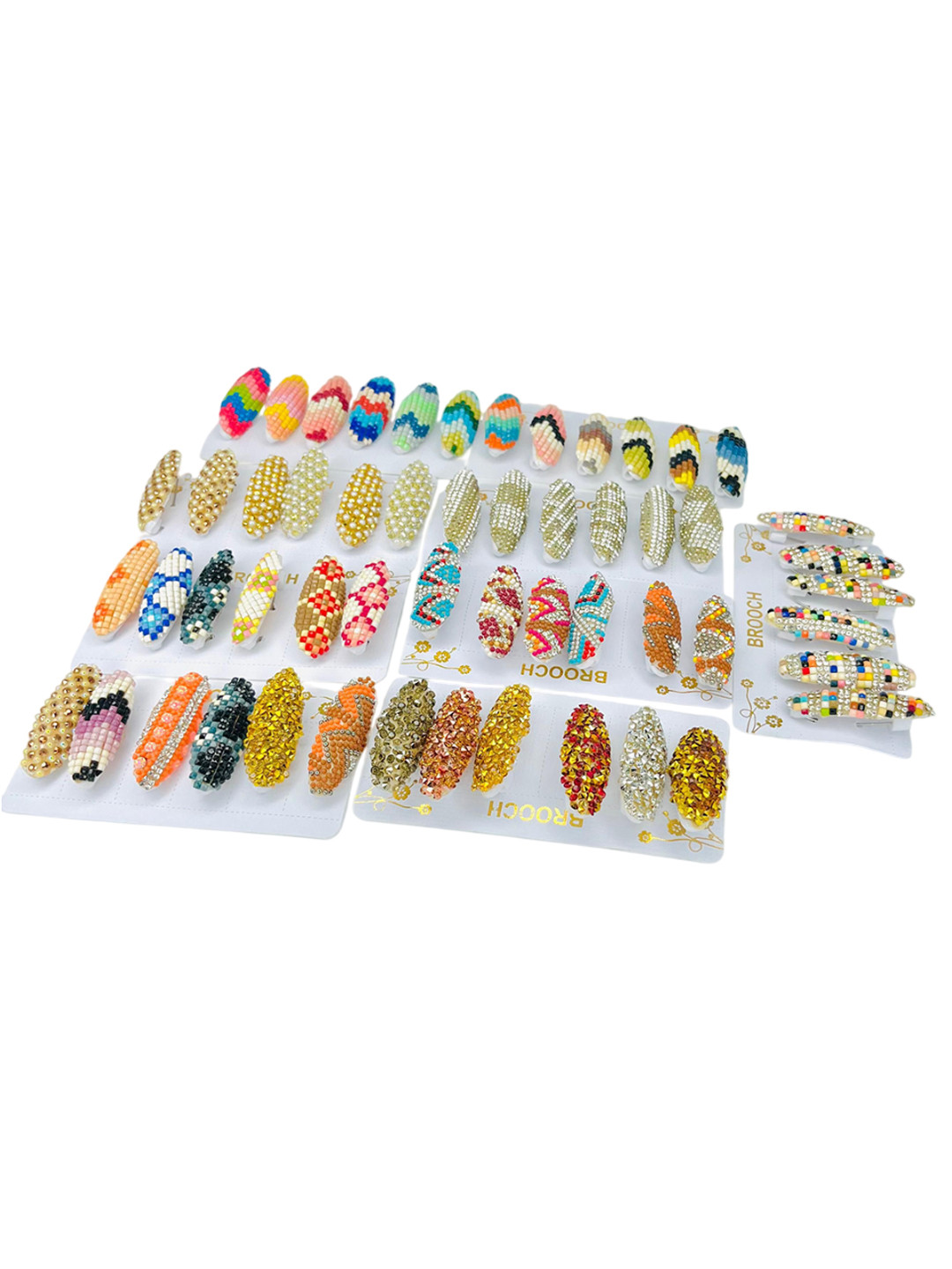 SZN  6 pcs Artificial Stones Studded Brooch Sari Pins