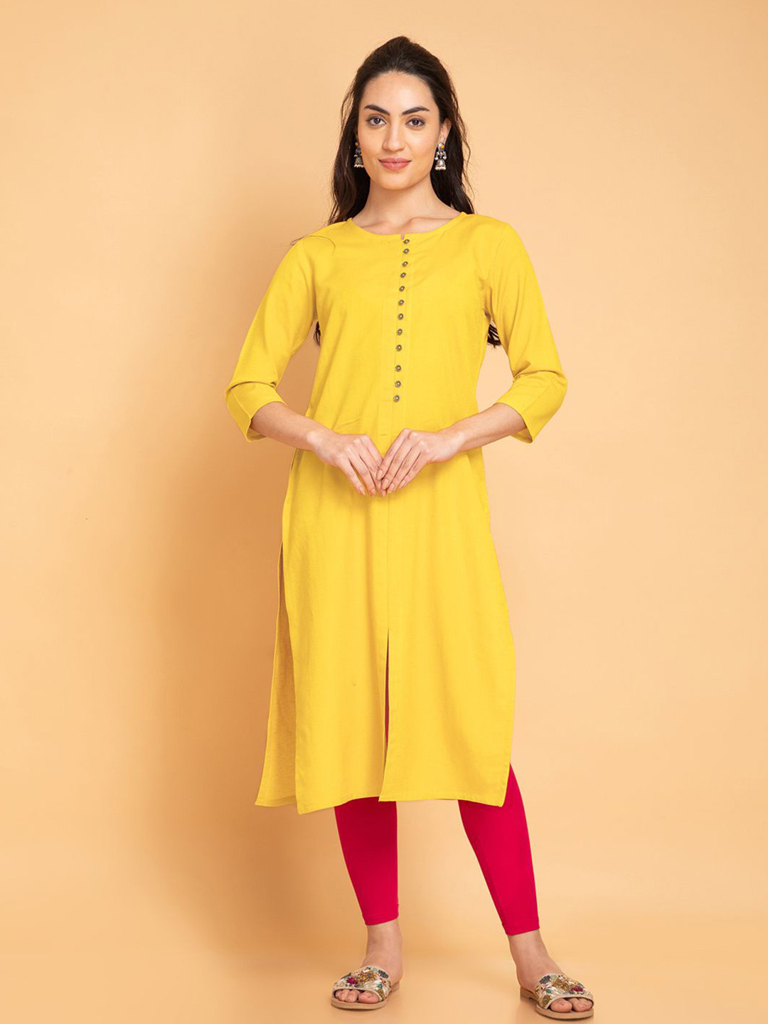 SUTI Women Solid Multi Slit Kurta with Pocket