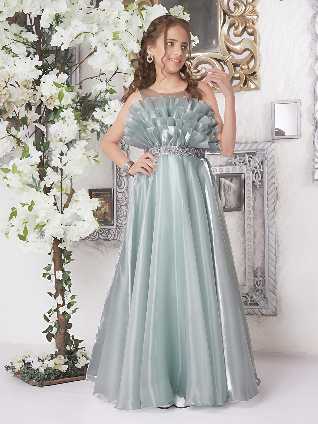 PINK LEAF Kids Satin Gown Dress