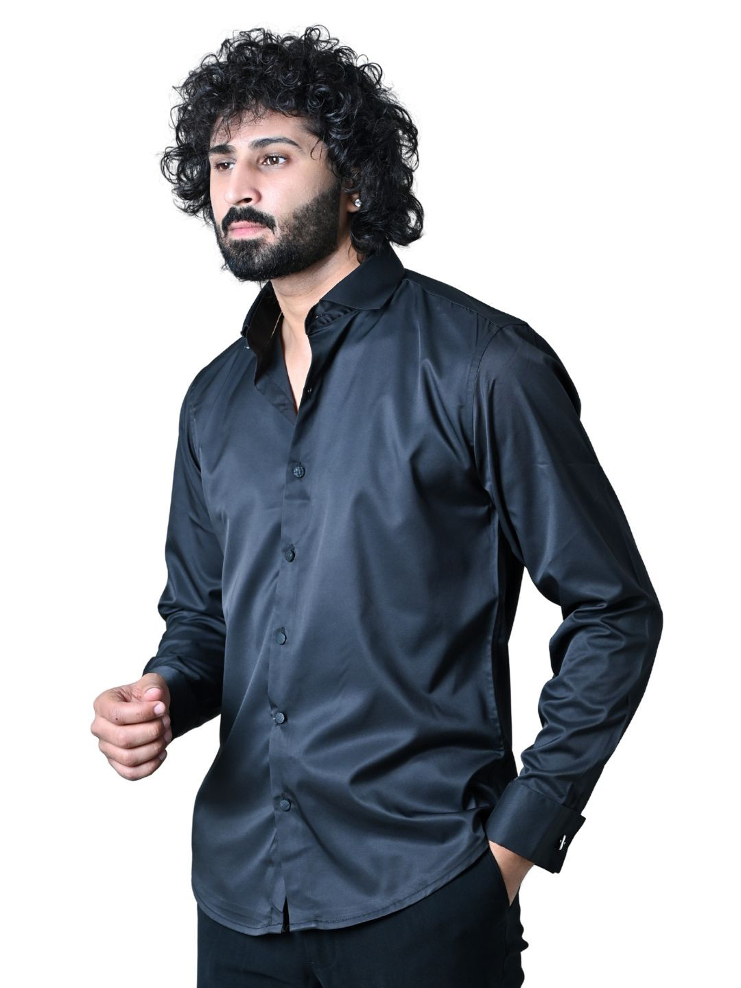 Suture Craft Men India Slim Fit Solid Spread Collar Cotton Satin Shirt
