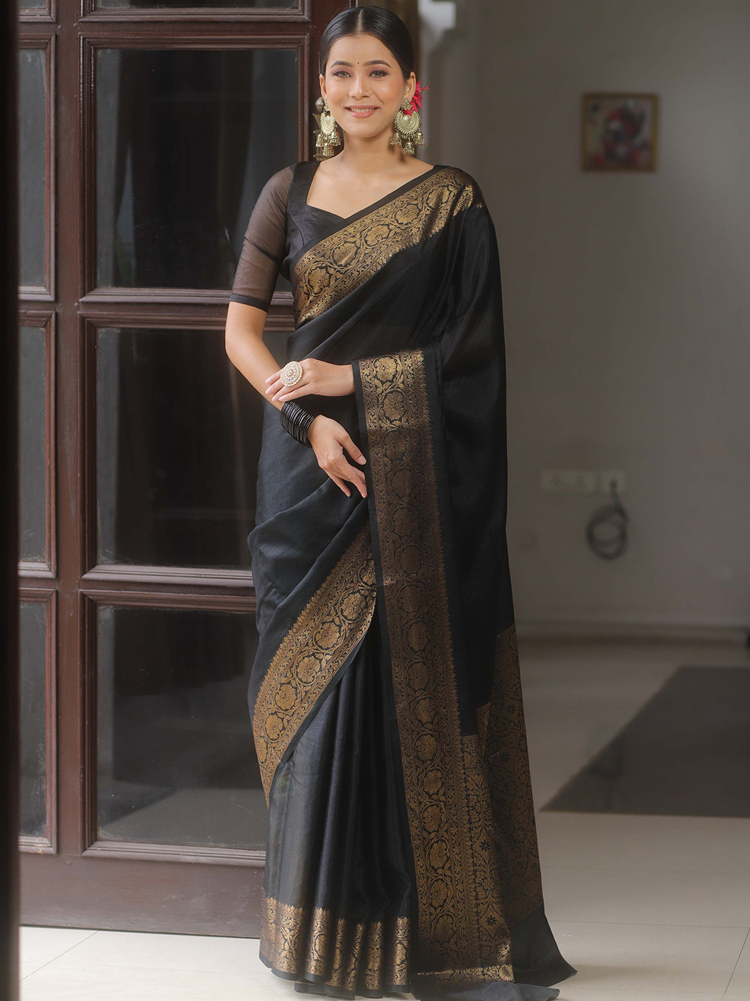 Banarasee Woven Design Zari Semi Silk Banarasi Saree