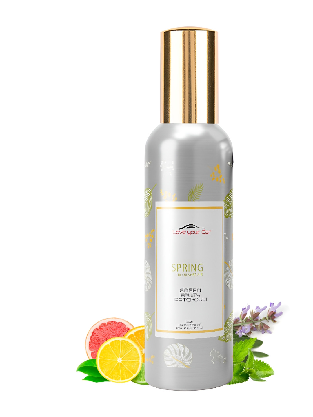 Love Your Car Grey & Yellow Fruity Patchouli Spring Long Lasting Air Freshener - 85 ml