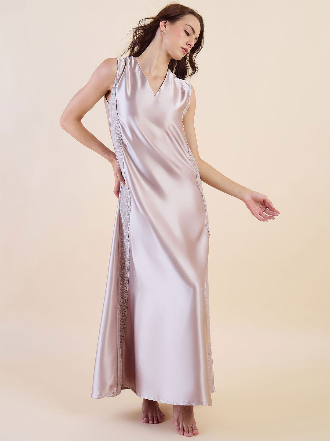 The Kaftan Company Women Satin Maxi Nightdress