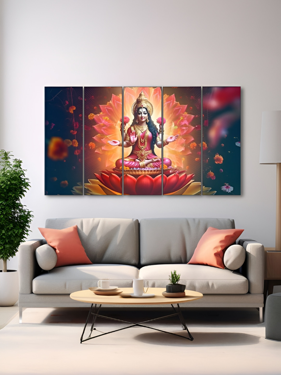 The Castle Decor Red & Pink 5 Piece Wood Religious Wall Paintings