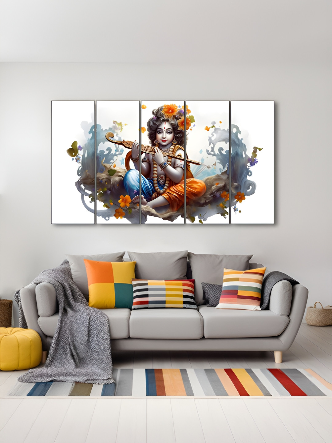 The Castle Decor White & Red 5 Piece Wood Religious Wall Paintings
