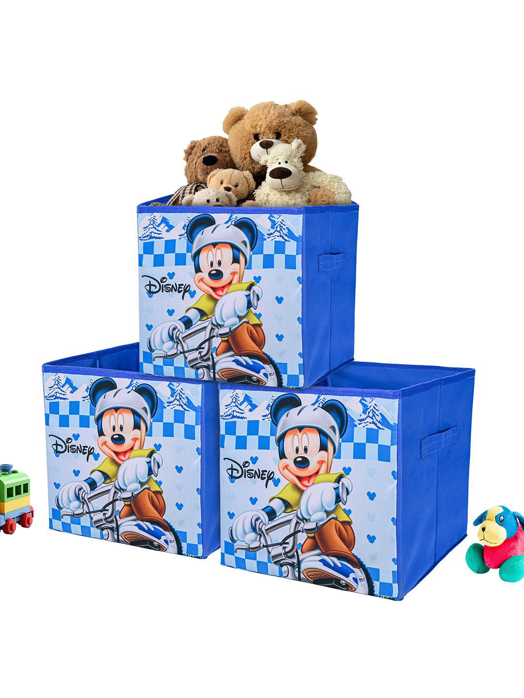 Kuber Industries Set of 3 Blue Large Square Storage Box Organisers