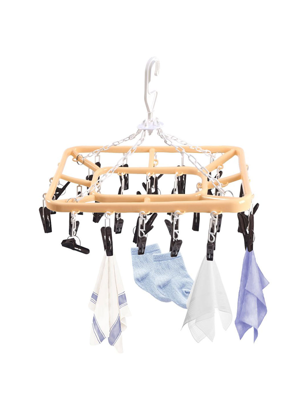 Kuber Industries 32 Clips Plastic Flying 360 Rotating Hangers for Drying Clothes