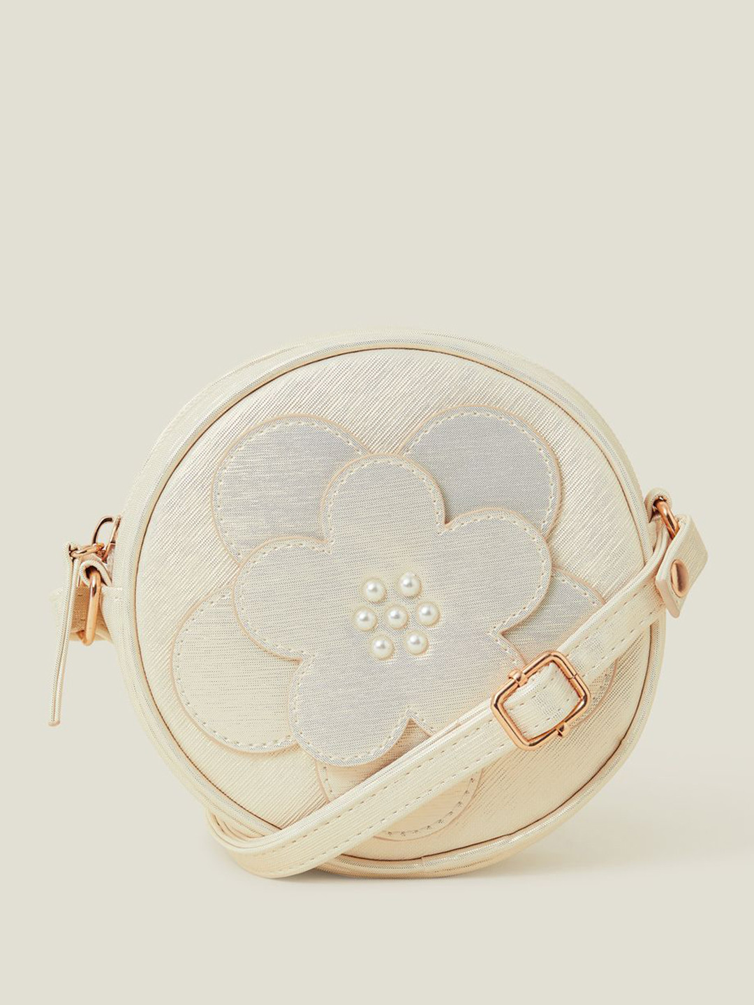 Accessorize Girls Round Applique Flower Embellished PU Sling Bag