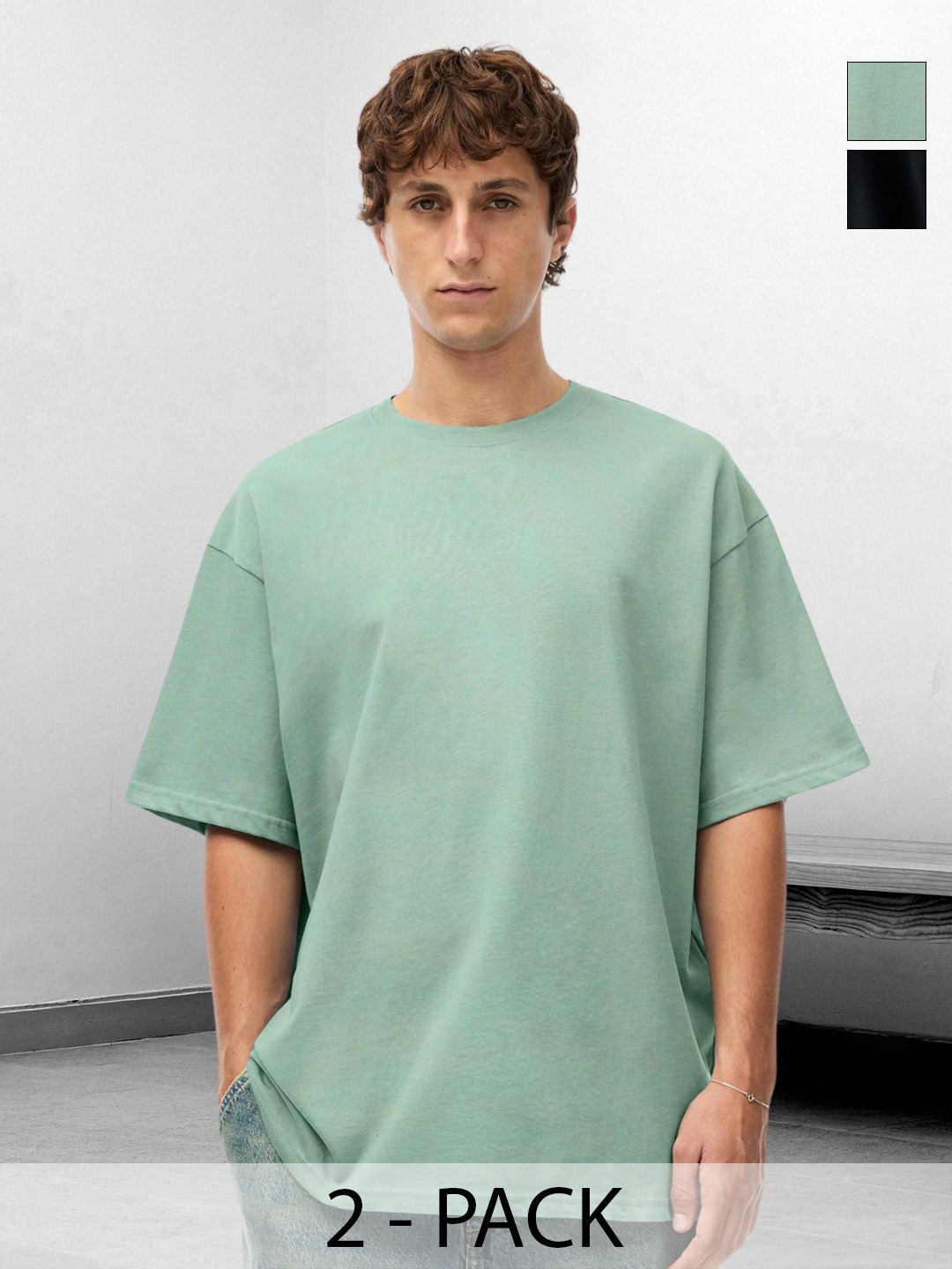 PRONK Pack Of 2 Round Neck Cotton T-shirts