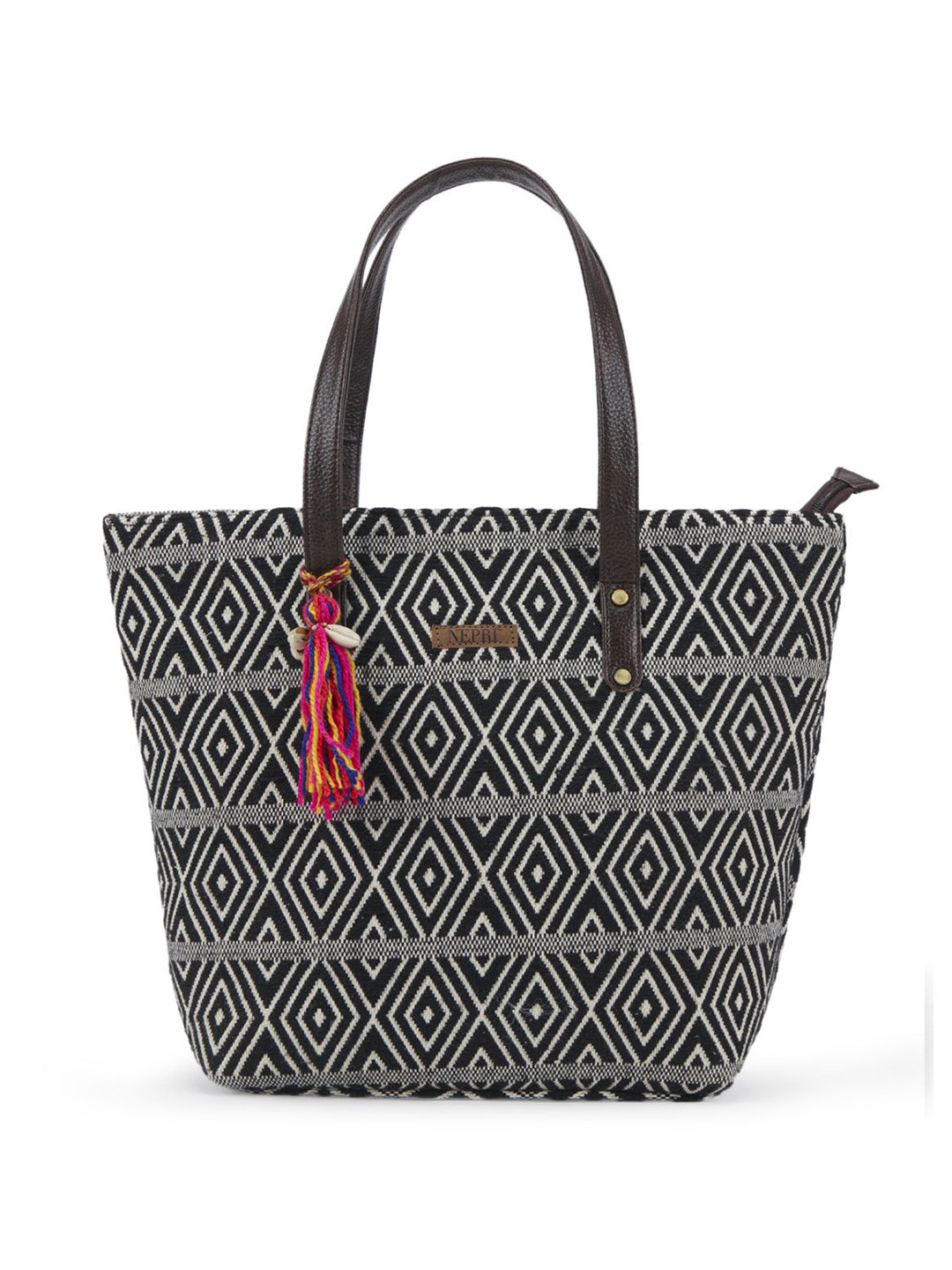 NEPRI Geometric Printed Shopper Jacquard Cotton Basket Tote Bag