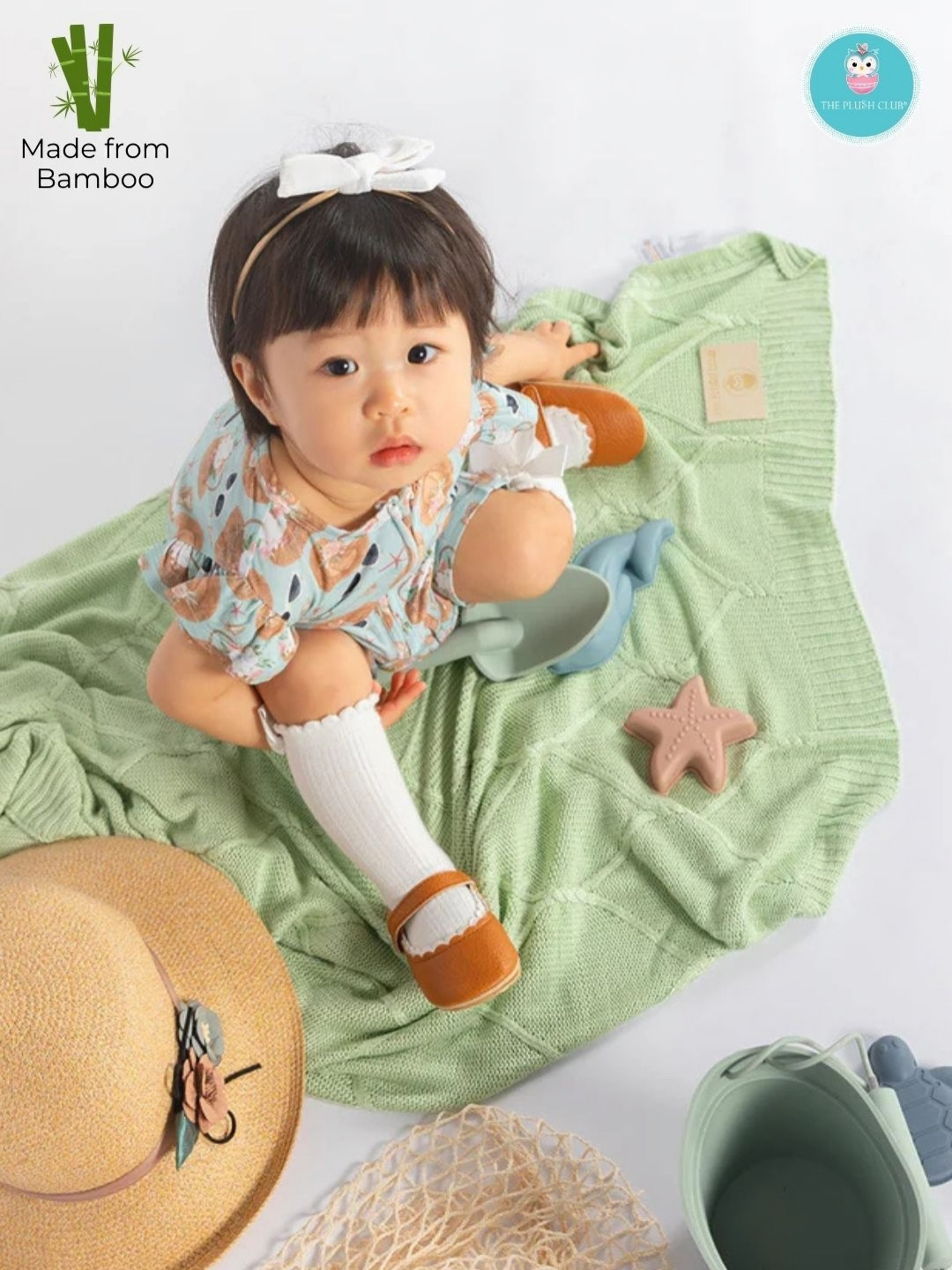 THE PLUSH CLUB Green Bamboo Single Bed Blanket