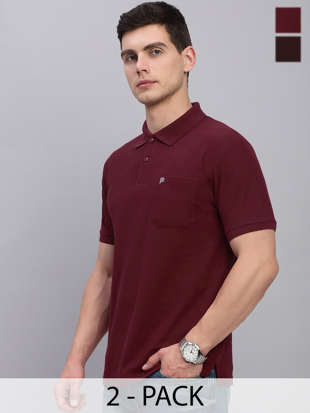 LUX PARKER Pack Of 2 Polo Collar Cotton T-shirts