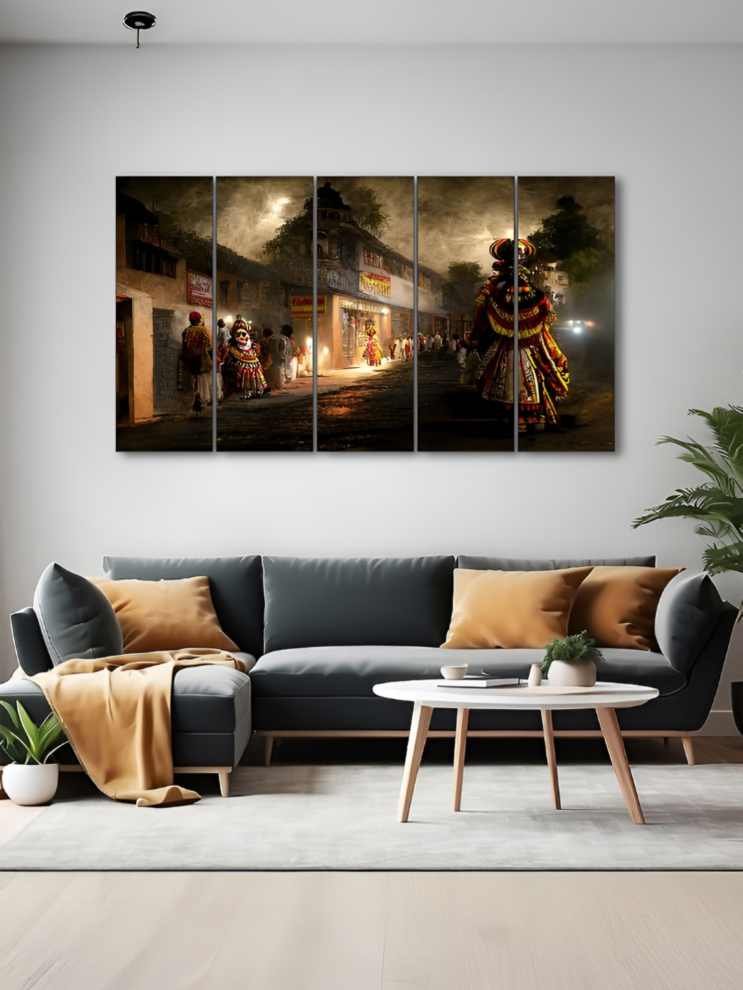 The Castle Decor Black 5 Piece Wood Other Wall Paintings
