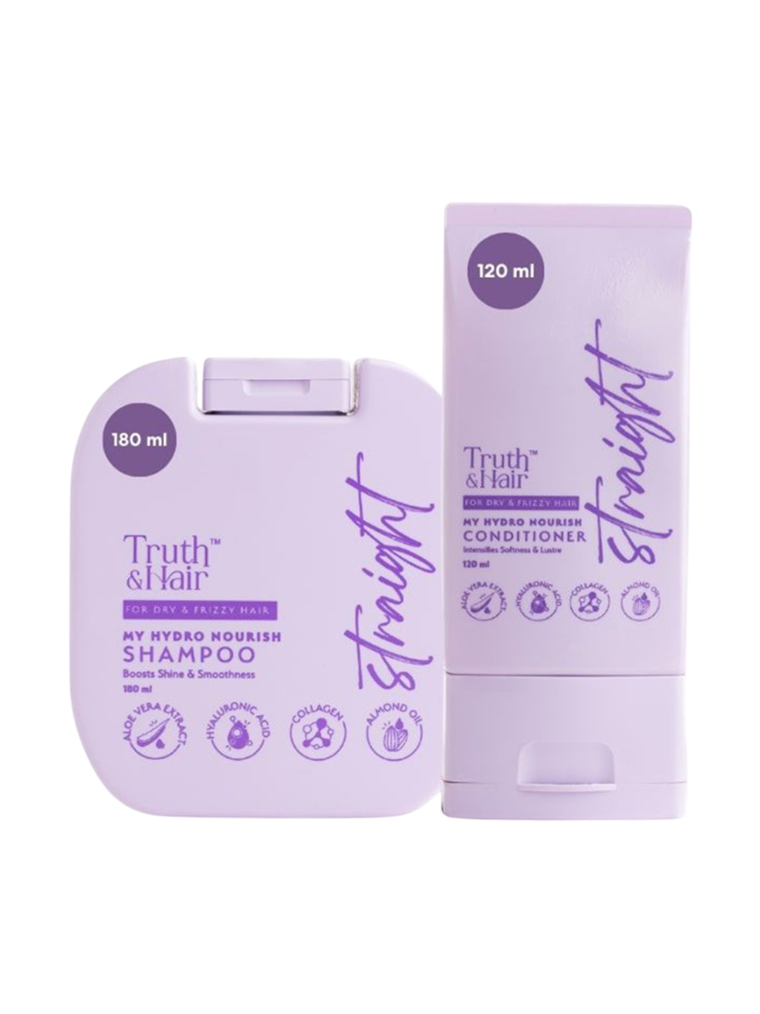 Truth & Hair Straight Set Of 2 Hydro Nourish Shampoo 180ml & Conditioner 120ml