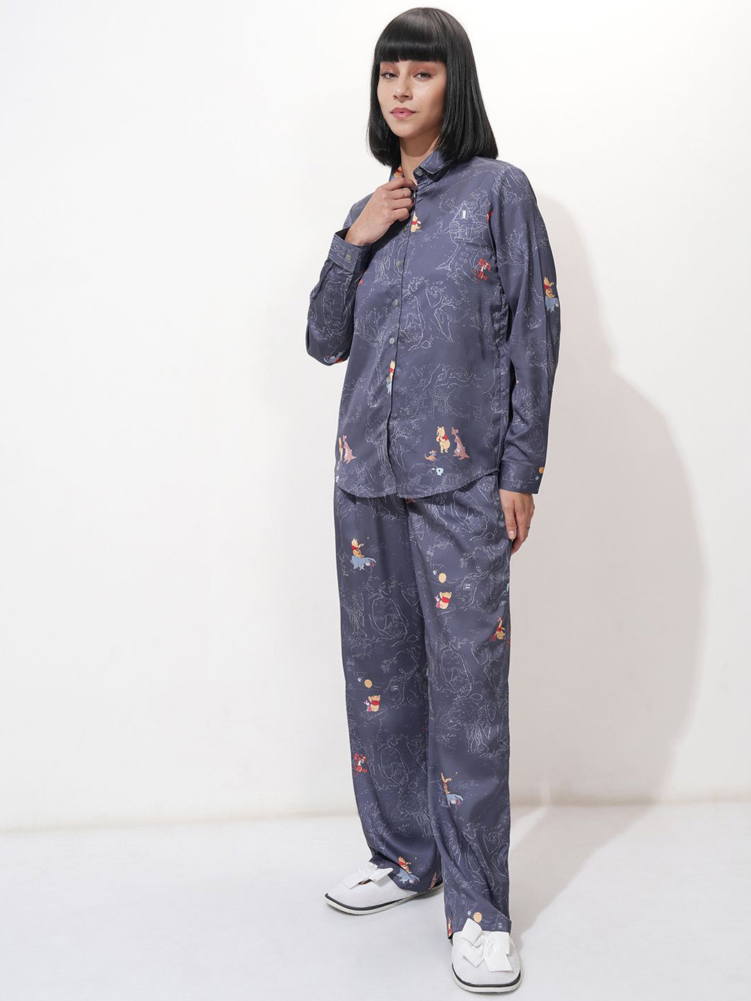 Tokyo Talkies Winnie The Pooh Printed Shirt Collar Shirt With Trousers