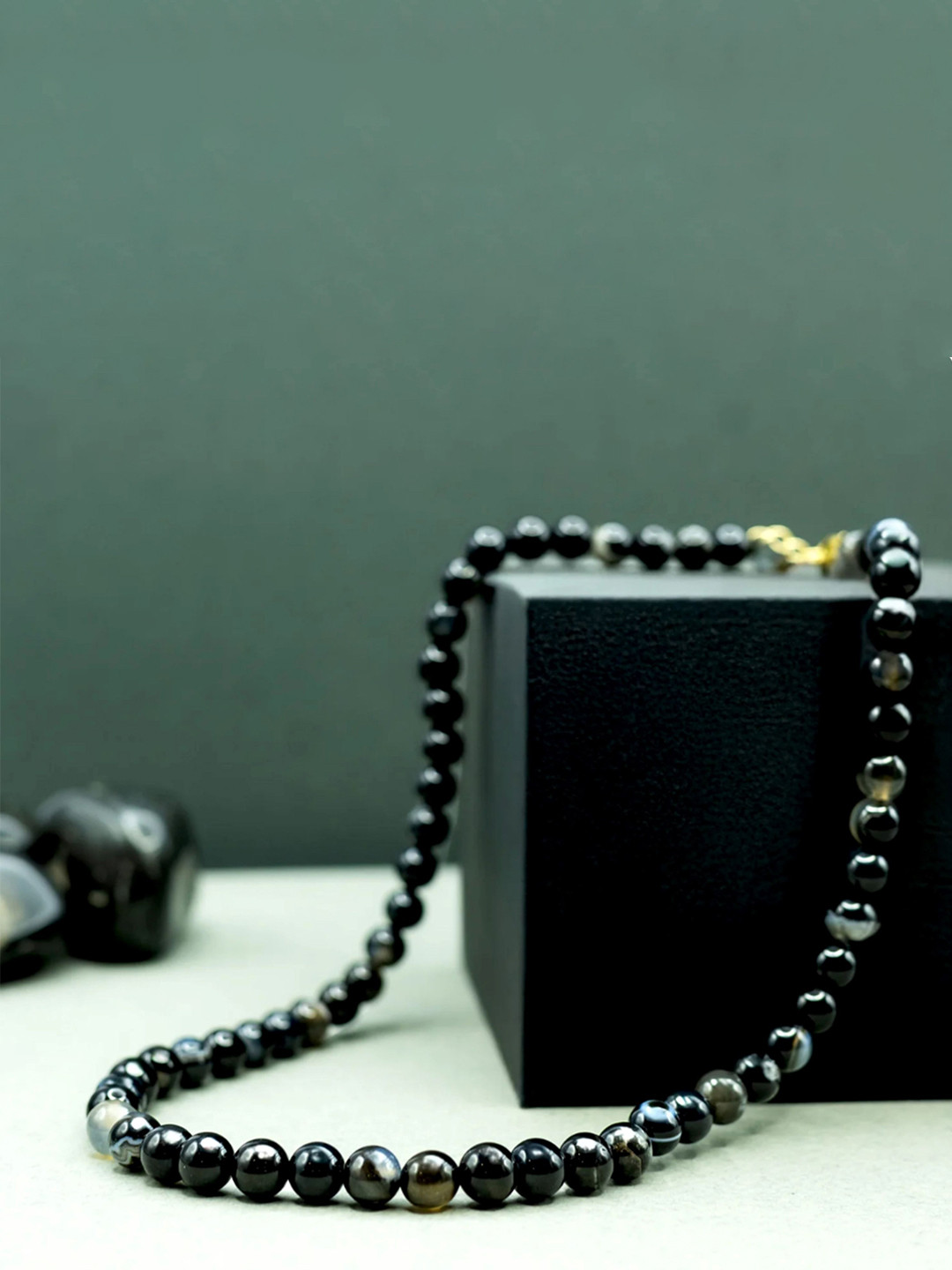 MEHNAM Unisex Precious Gemstone Elasticated Sulemani Hakik Bracelet