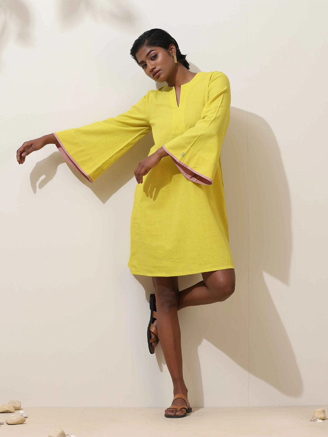 trueBrowns Women Lime Cotton Dress